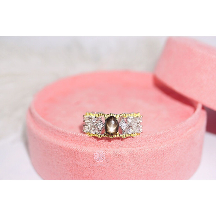 Bague saphir étoile noire | Argent sterling | Ajustable