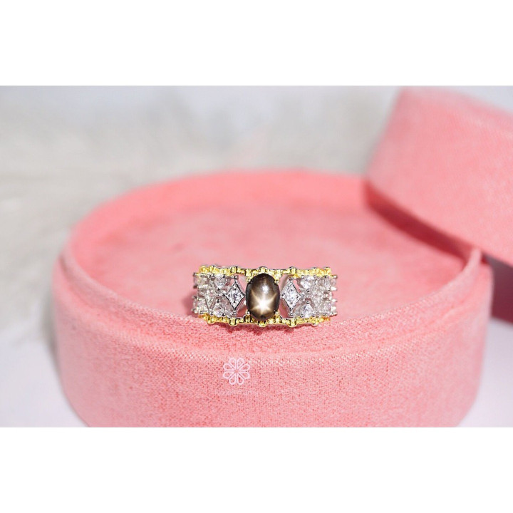 Bague saphir étoile noire | Argent sterling | Ajustable