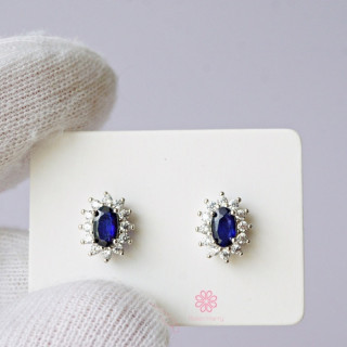 Genuine Sapphire Earrings | Sterling Silver | Rosen'marry RE026