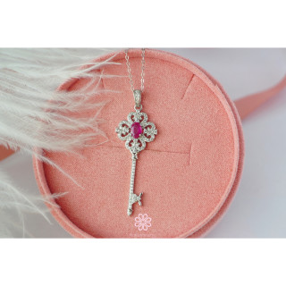 Sterling Silver Ruby Pendant Necklace - Rosen'marry RN056 Gift