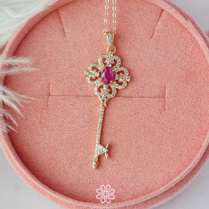 Sterling Silver Ruby Pendant Necklace - Rosen'marry RN056 Gift