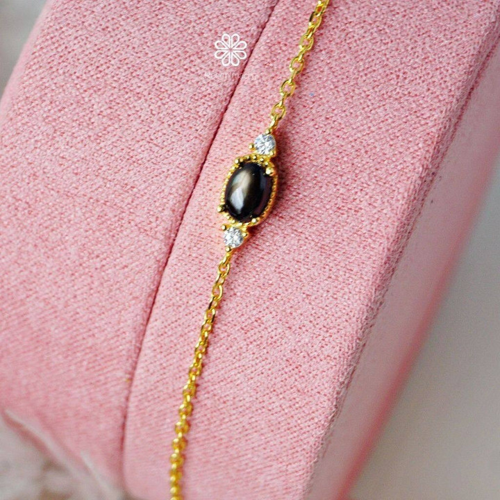 Bracelet en pierre précieuse Étoile Noire | Argent sterling et plaqué or