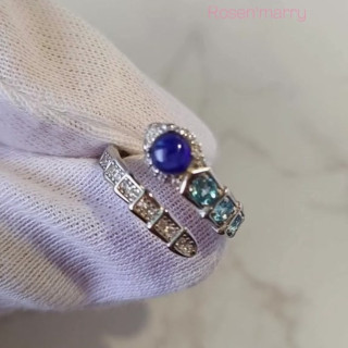 Sterling Silver Topaz and Sapphire Ring (Adjustable)
