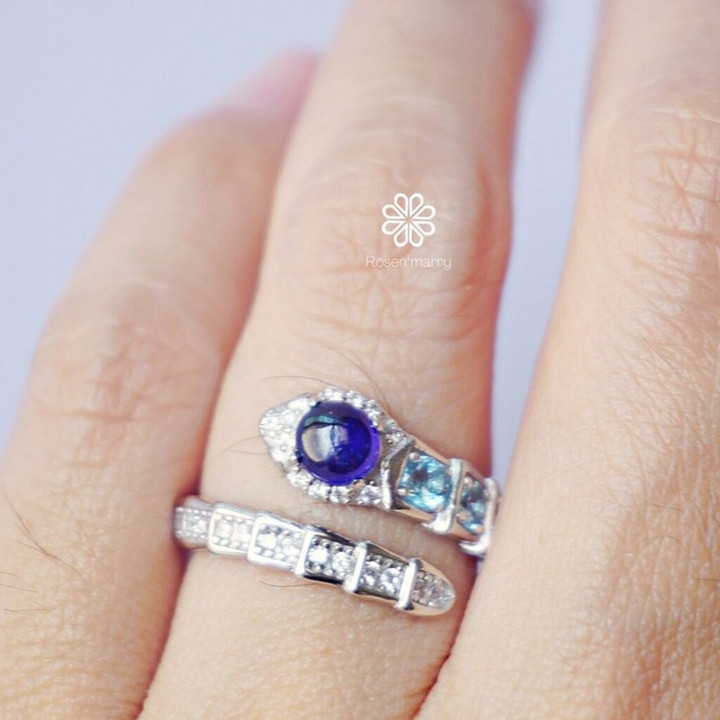Sterling Silver Topaz and Sapphire Ring (Adjustable)