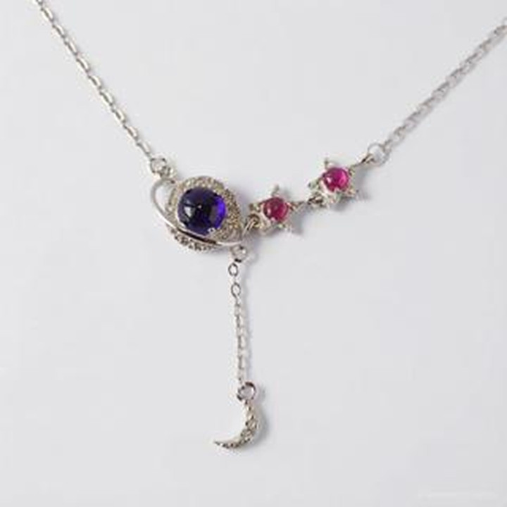 Sapphire and Ruby Pendant Necklace | 925 Silver, Gemstone Luck