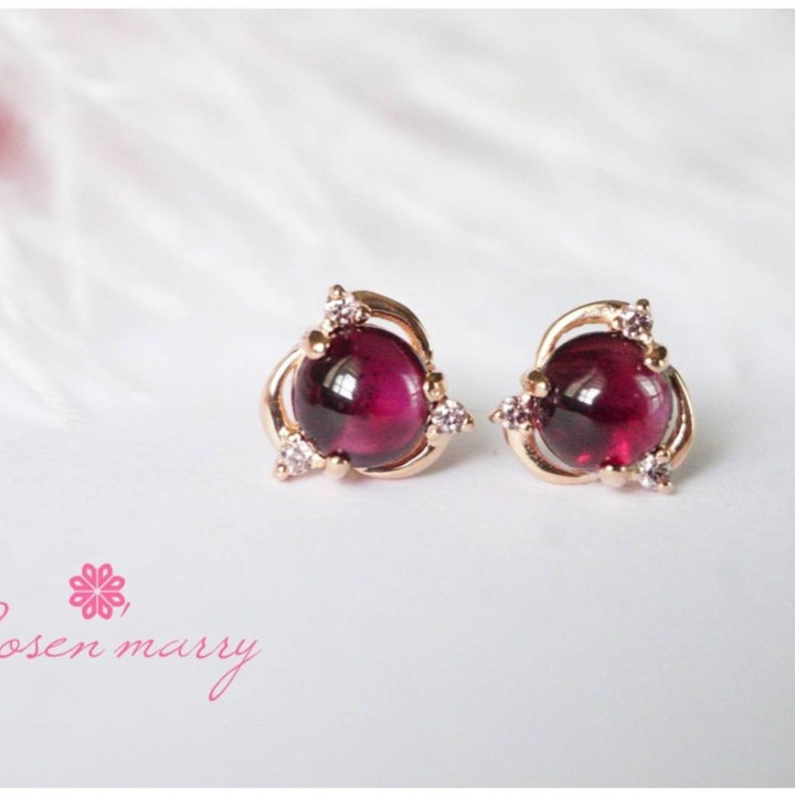 Genuine Garnet Earrings | Sterling Silver | Rosen'marry Jewelry