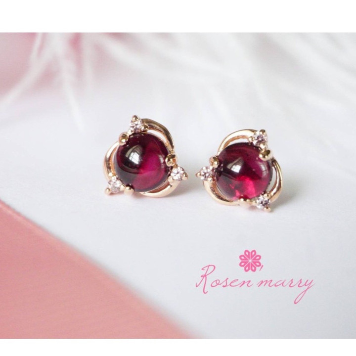 Genuine Garnet Earrings | Sterling Silver | Rosen'marry Jewelry