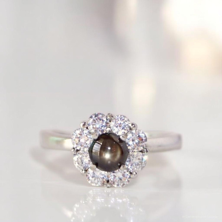 Bague saphir étoile noire | Argent sterling 925 | Pierre porte-bonheur