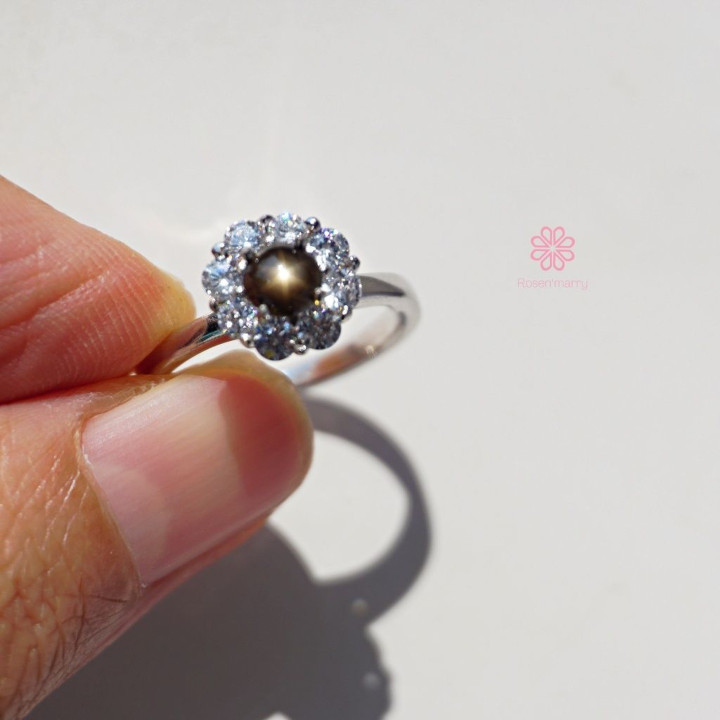 Bague saphir étoile noire | Argent sterling 925 | Pierre porte-bonheur