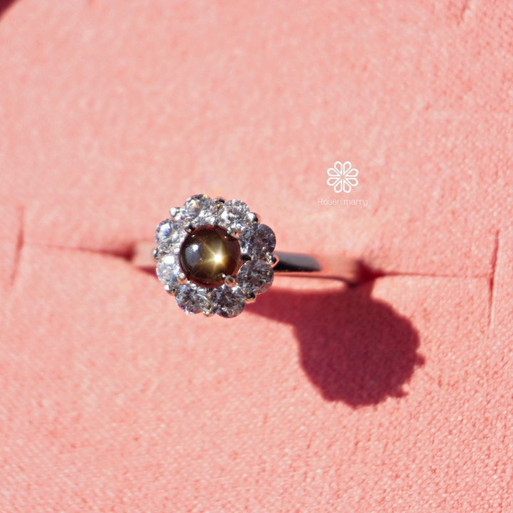 Bague saphir étoile noire | Argent sterling 925 | Pierre porte-bonheur