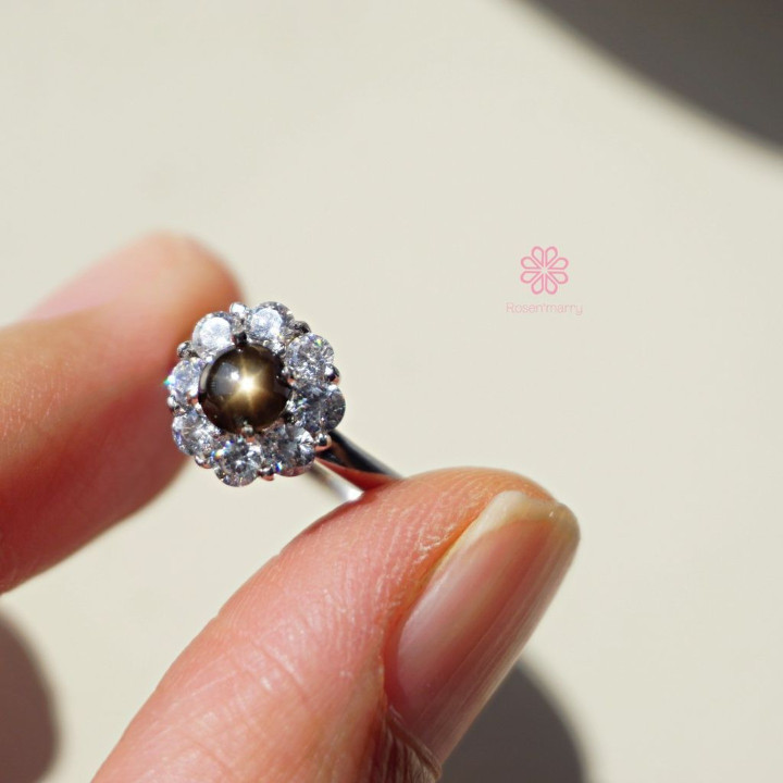 Bague saphir étoile noire | Argent sterling 925 | Pierre porte-bonheur