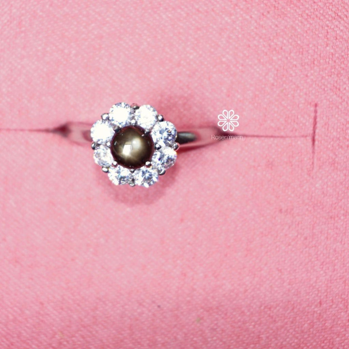Bague saphir étoile noire | Argent sterling 925 | Pierre porte-bonheur