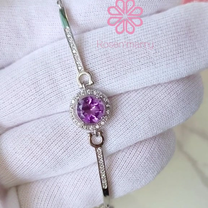 Bracelet en améthyste | Argent sterling | Véritable pierre précieuse