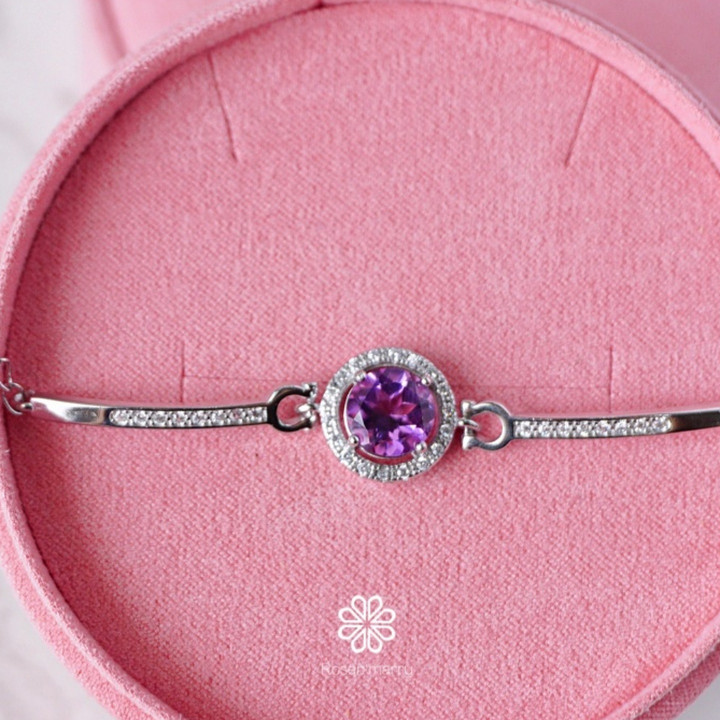 Bracelet en améthyste | Argent sterling | Véritable pierre précieuse