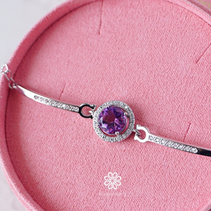 Bracelet en améthyste | Argent sterling | Véritable pierre précieuse