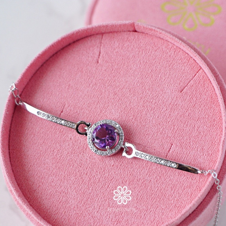 Bracelet en améthyste | Argent sterling | Véritable pierre précieuse