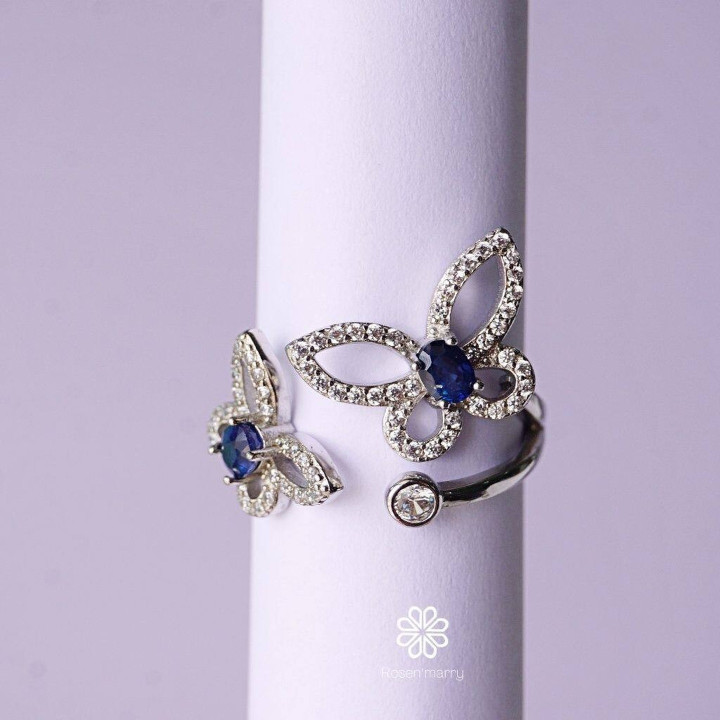 Bague papillon en saphir véritable | Argent sterling 925 | Cadeau