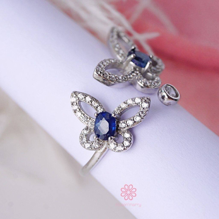 Bague papillon en saphir véritable | Argent sterling 925 | Cadeau