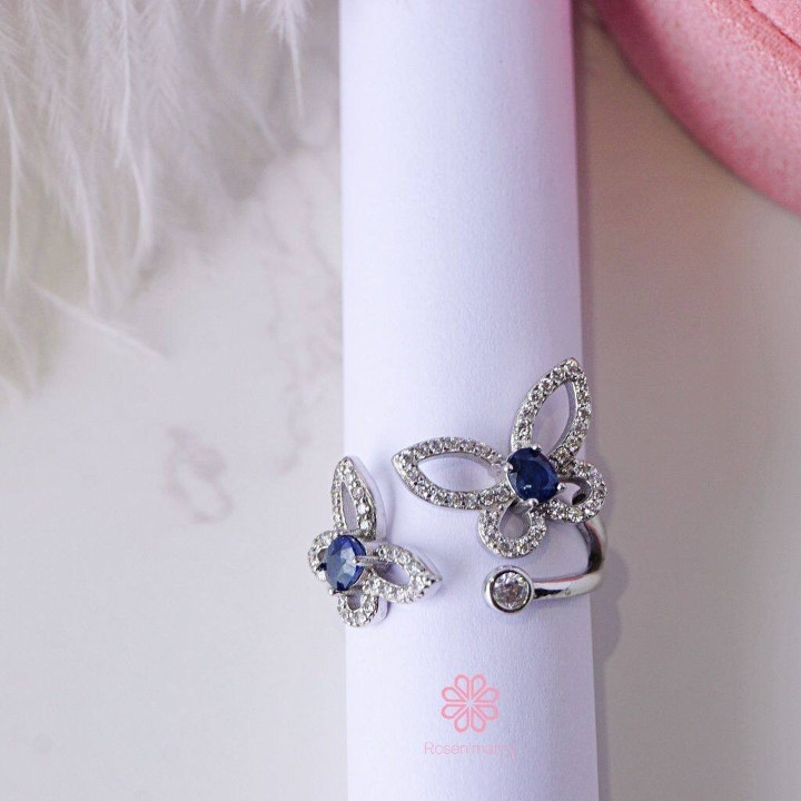 Bague papillon en saphir véritable | Argent sterling 925 | Cadeau