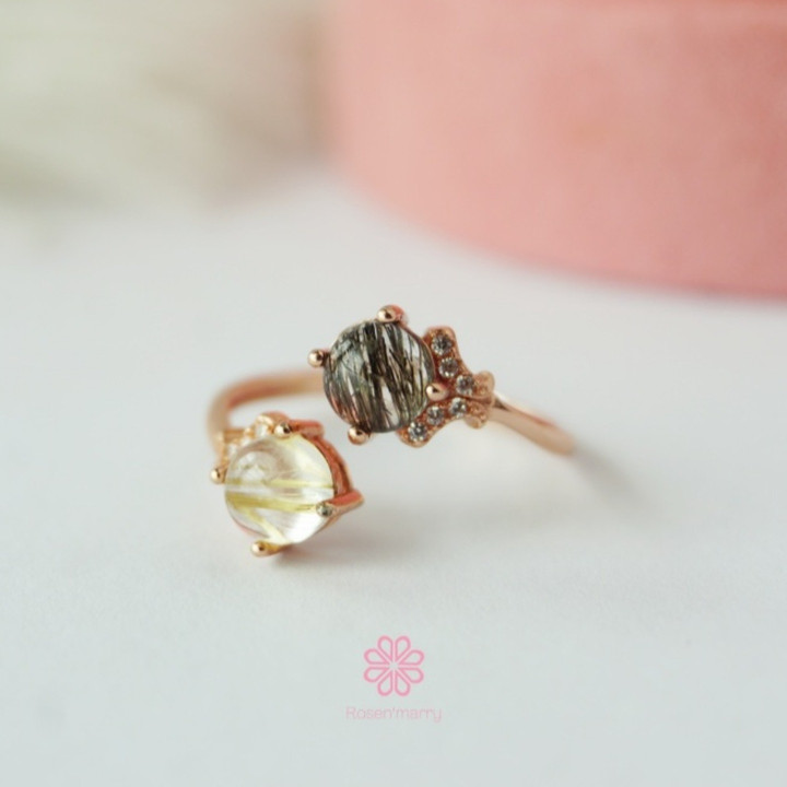 Bague en quartz rutile brut et argent sterling