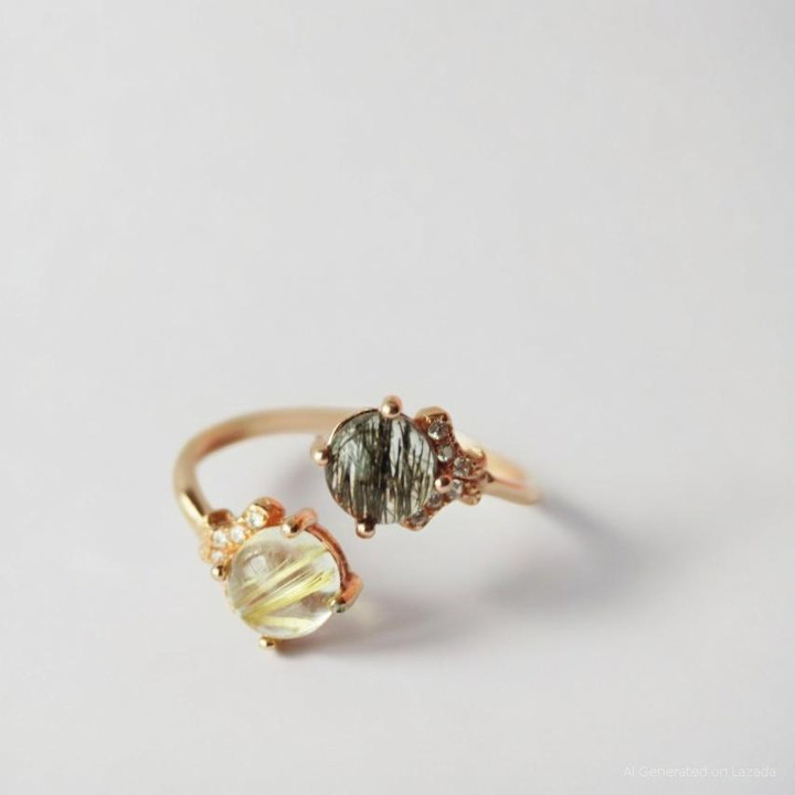 Bague en quartz rutile brut et argent sterling