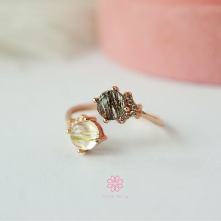 Bague en quartz rutile brut et argent sterling
