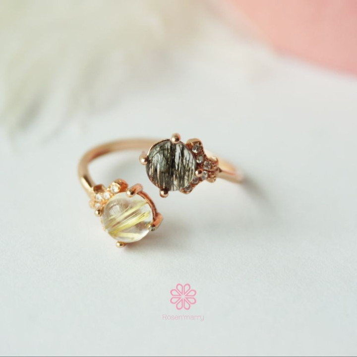 Bague en quartz rutile brut et argent sterling