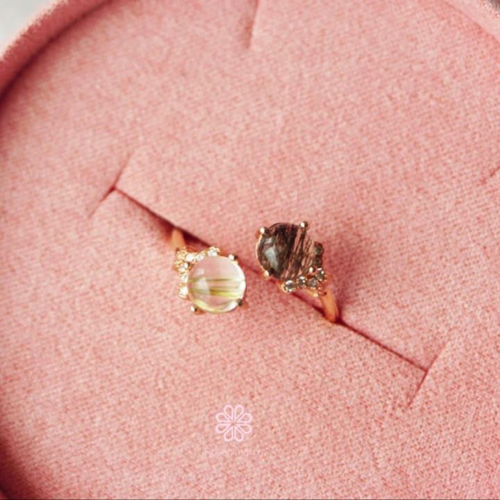 Bague en quartz rutile brut et argent sterling