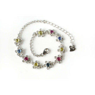 Sterling Silver Gemstone Bracelet - Ruby, Sapphire and Yellow Sapphire