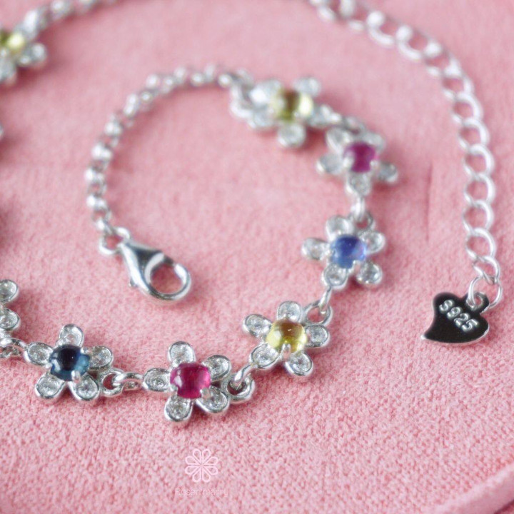 Edelsteinarmband aus Sterlingsilber – Rubin, Saphir und gelber Saphir