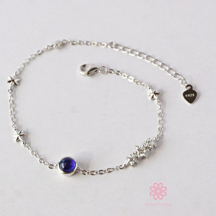 Echtes Saphir- und Sterlingsilberarmband - Rosen'marry RB069