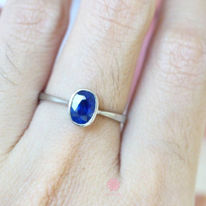 Bague en argent sterling sertie d'un saphir véritable - Cadeau Rosen'marry