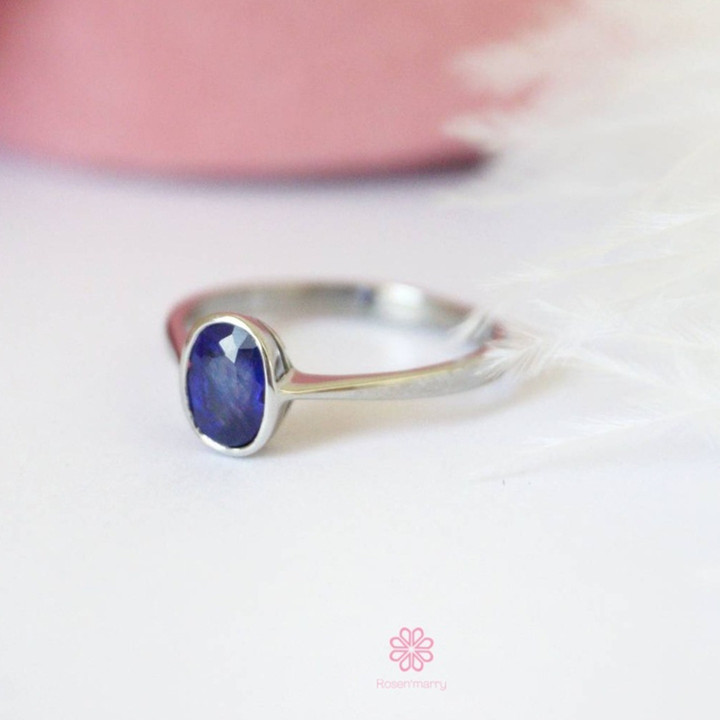 Bague en argent sterling sertie d'un saphir véritable - Cadeau Rosen'marry