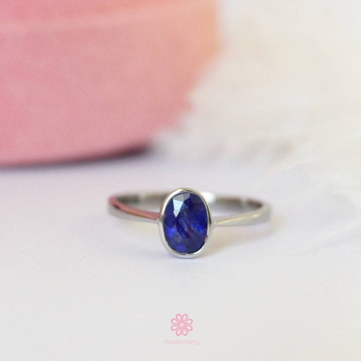 Bague en argent sterling sertie d'un saphir véritable - Cadeau Rosen'marry