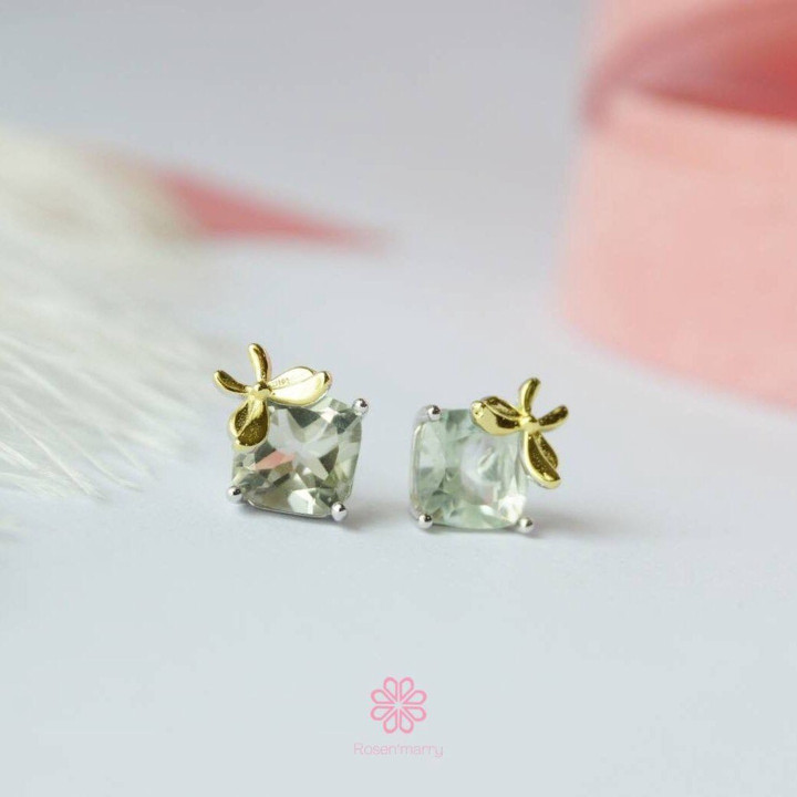 Grüne Amethyst-Schmetterlingsohrringe | 925er Sterlingsilber