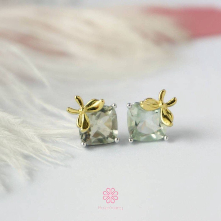 Grüne Amethyst-Schmetterlingsohrringe | 925er Sterlingsilber