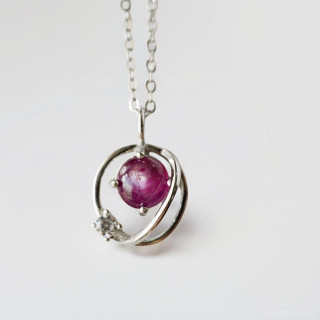 Genuine Ruby Pendant Necklace | Sterling Silver and Gift Box