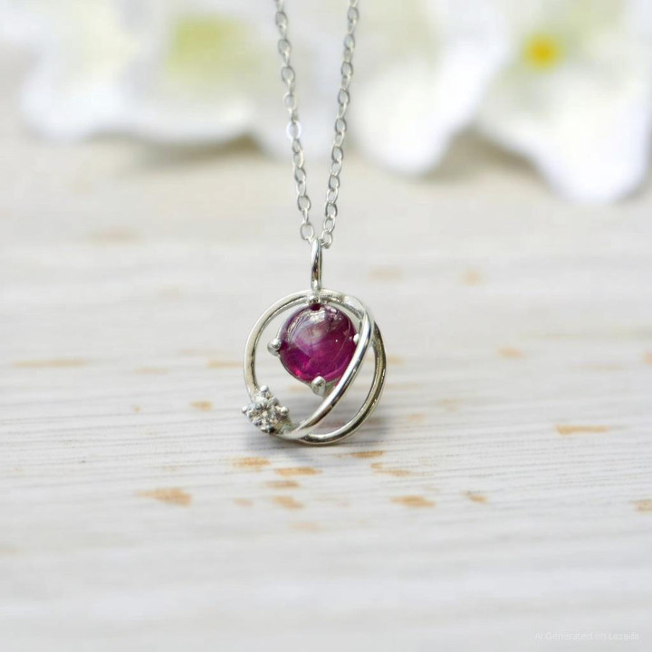 Genuine Ruby Pendant Necklace | Sterling Silver and Gift Box