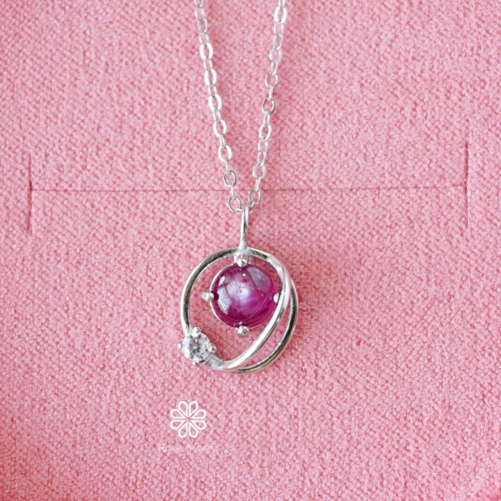 Genuine Ruby Pendant Necklace | Sterling Silver and Gift Box