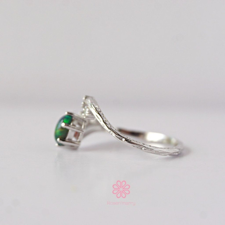 Black Opal Ring | 925 Sterling Silver, Adjustable, Genuine
