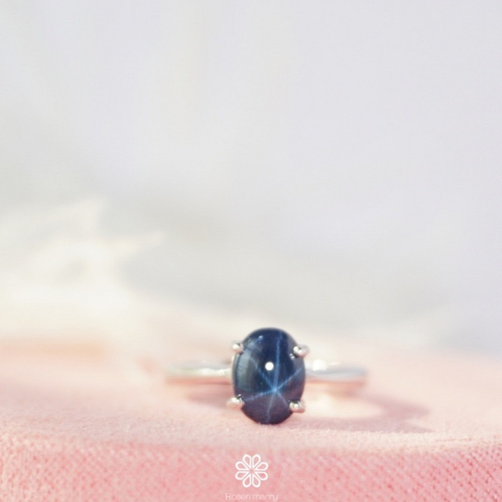 Bague en saphir étoilé véritable | Argent 925 | Authentique certifiée