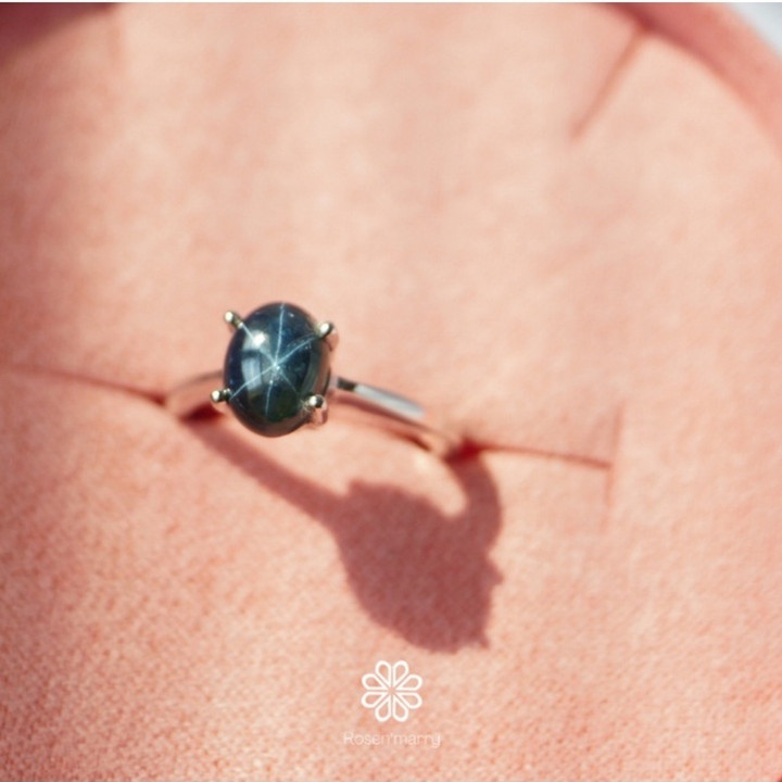 Bague en saphir étoilé véritable | Argent 925 | Authentique certifiée