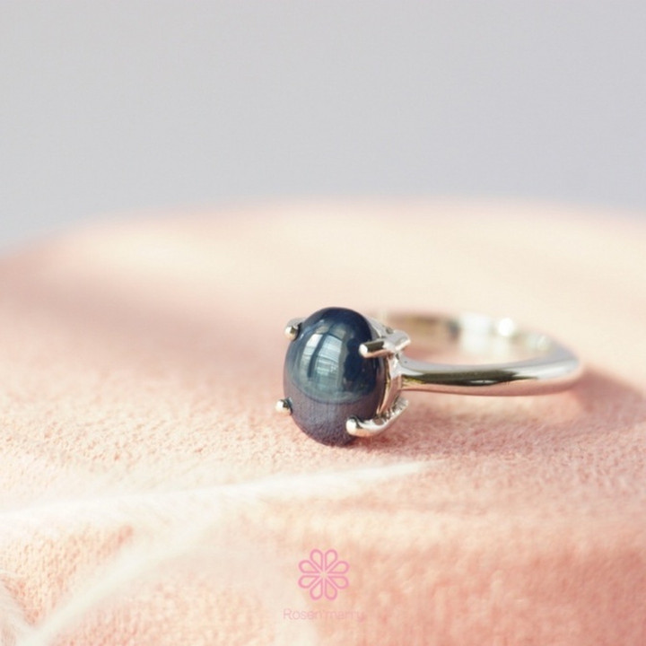 Bague en saphir étoilé véritable | Argent 925 | Authentique certifiée