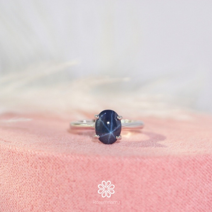 Bague en saphir étoilé véritable | Argent 925 | Authentique certifiée