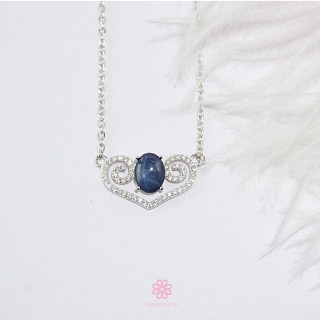 Star Sapphire Necklace in Sterling Silver - Genuine Gemstone Luck