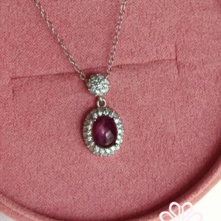 Star Ruby Pendant Necklace | Sterling Silver and Velvet Red