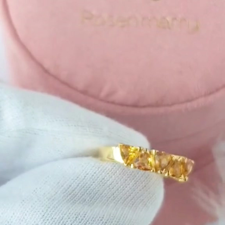 Bague en citrine et argent | Pierre précieuse authentique, cadeau pour elle | RR037