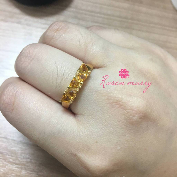 Bague en citrine et argent | Pierre précieuse authentique, cadeau pour elle | RR037