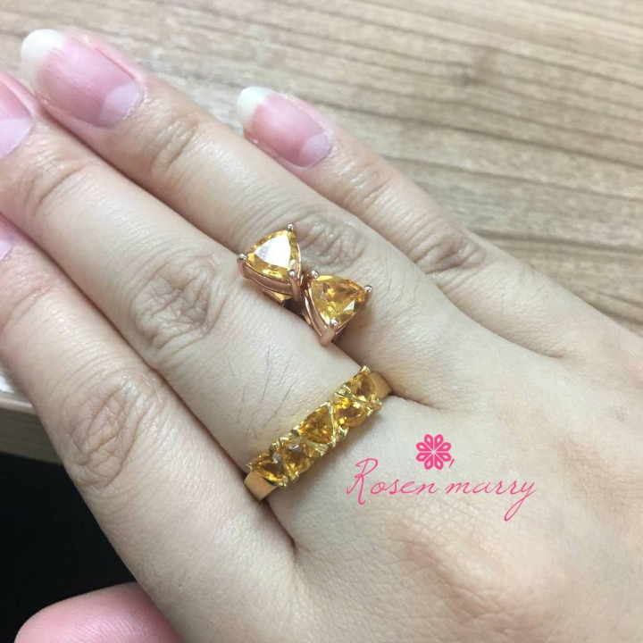 Bague en citrine et argent | Pierre précieuse authentique, cadeau pour elle | RR037