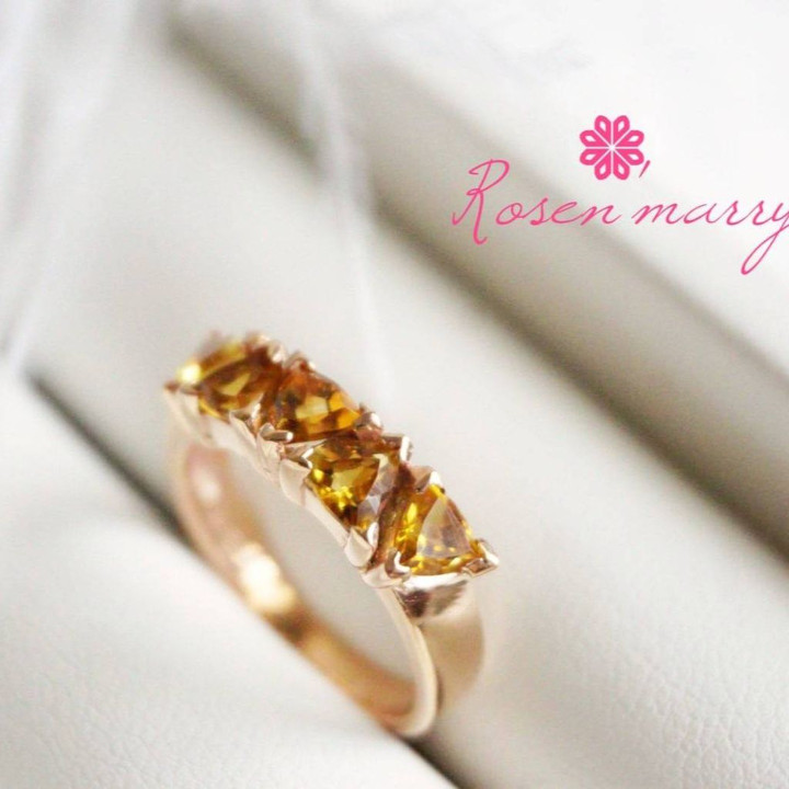 Bague en citrine et argent | Pierre précieuse authentique, cadeau pour elle | RR037